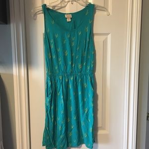 Teal PRINT DRESS WITH CUTOUTS